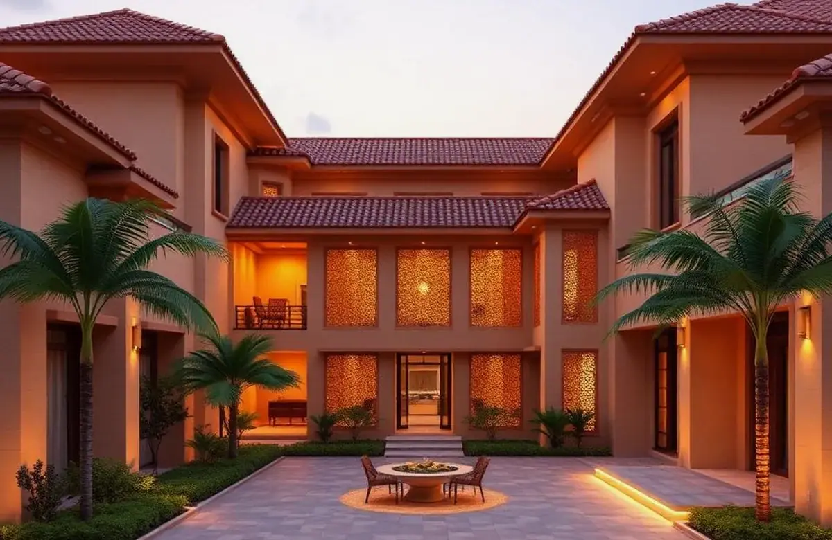 Stone & Timber Villa – Kompally – Front Elevation