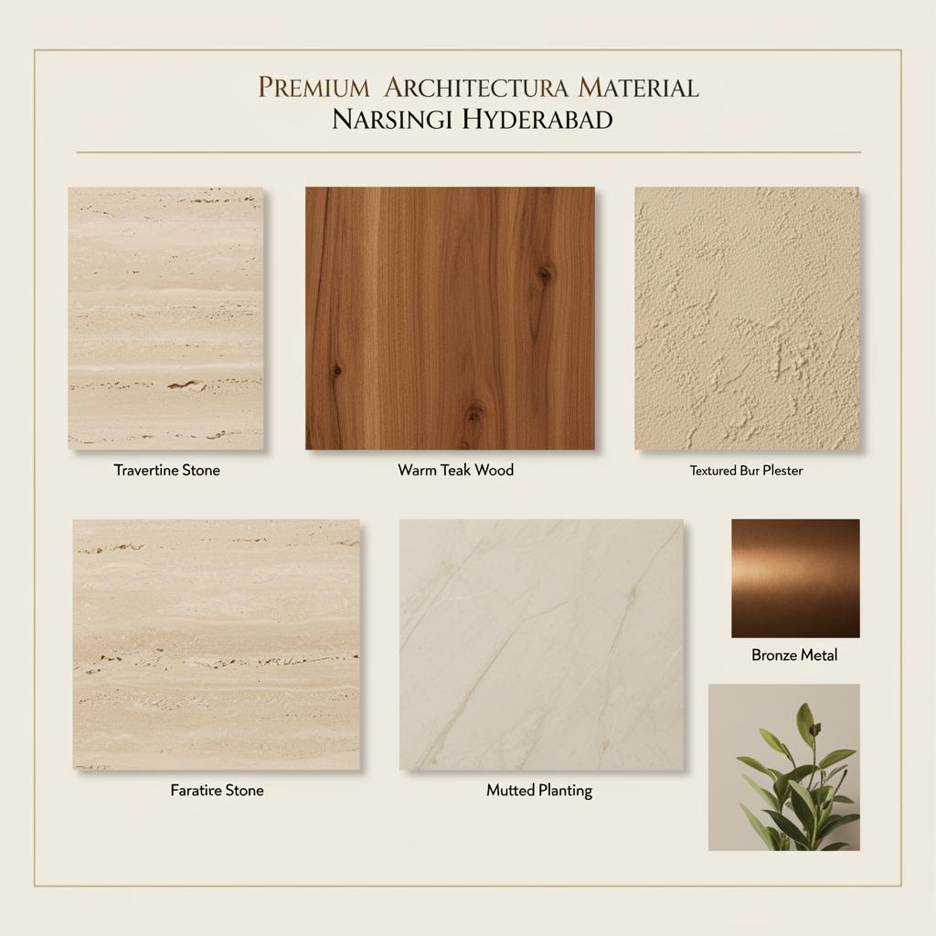 Terraced Hillside House – Narsingi – Material Palette