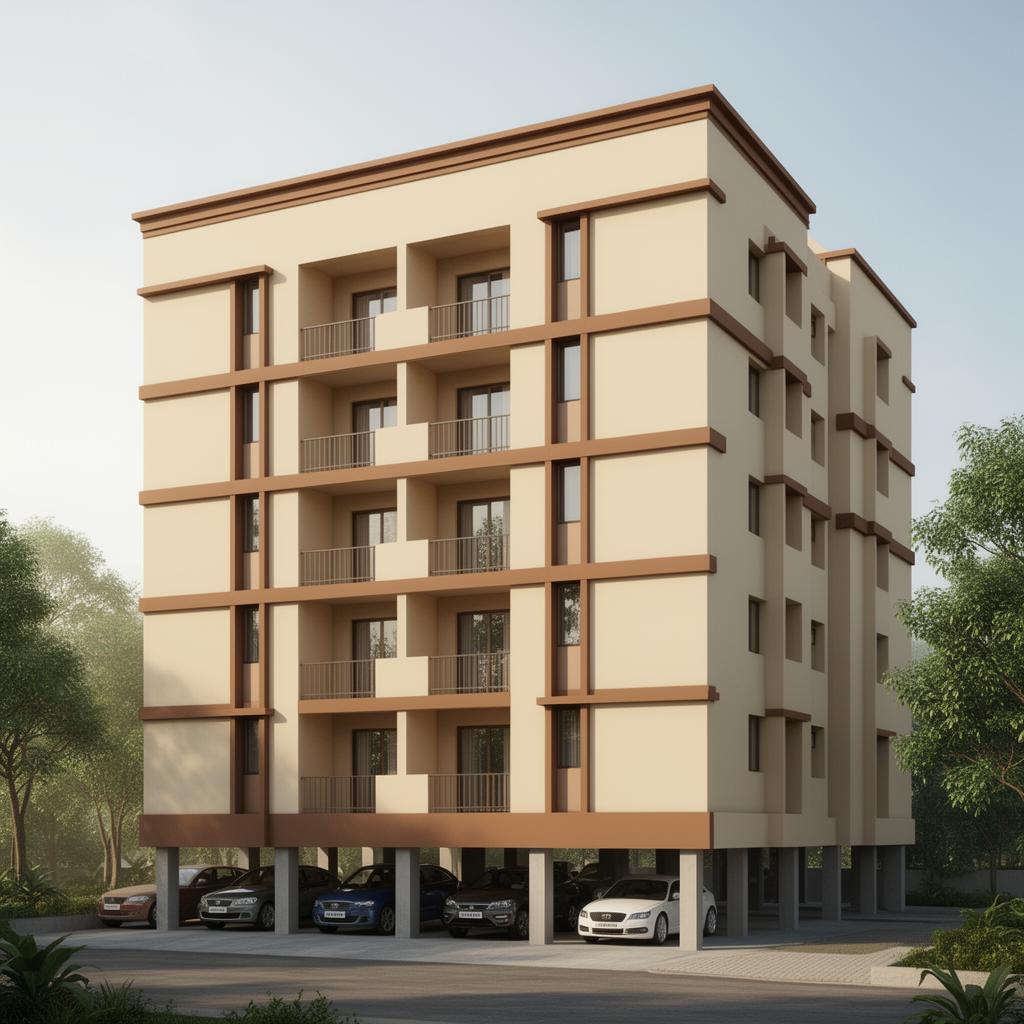 G+4 Apartment Block – Nanakramguda – 3D render