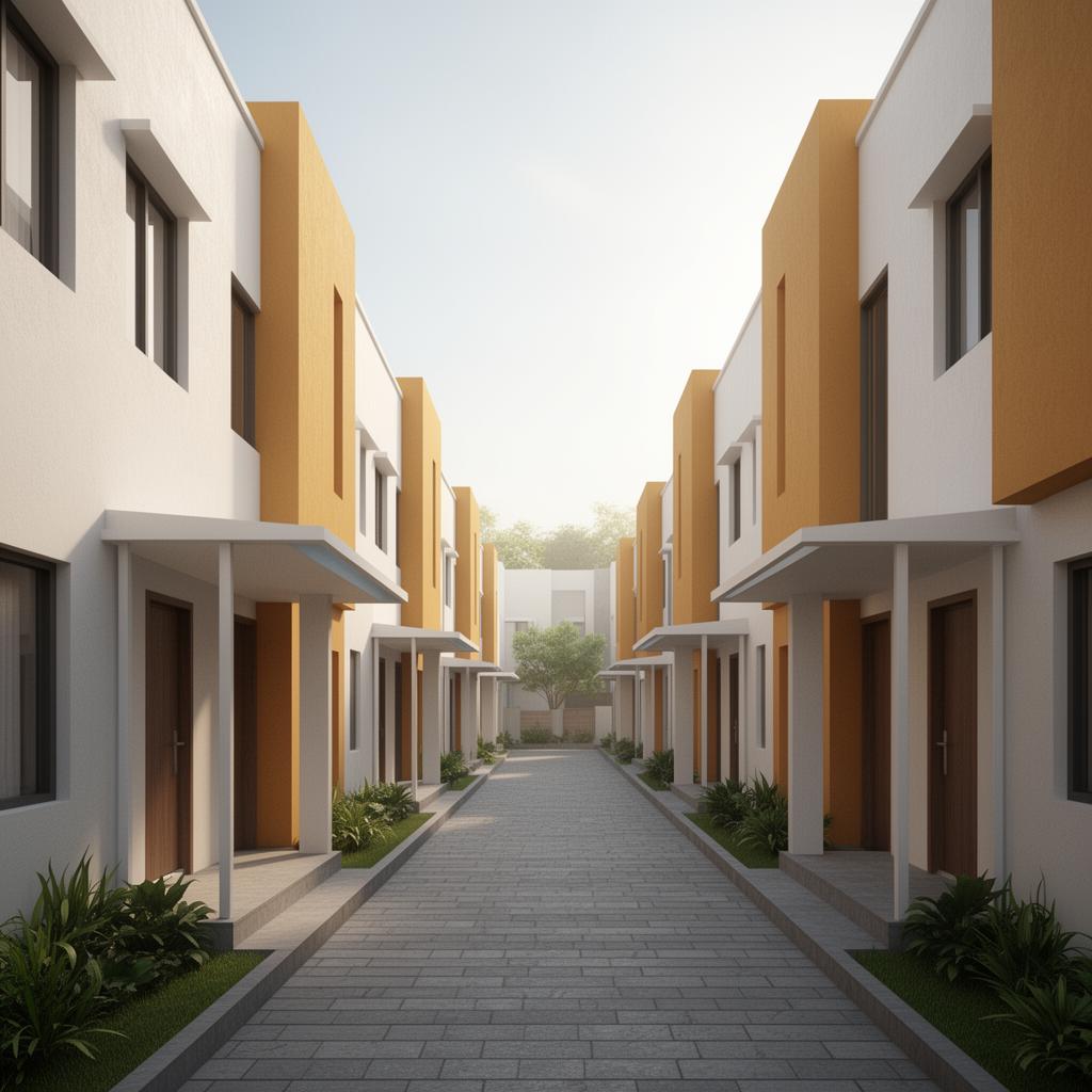 Luxury Hillside Duplex – Tellapur – 3D render