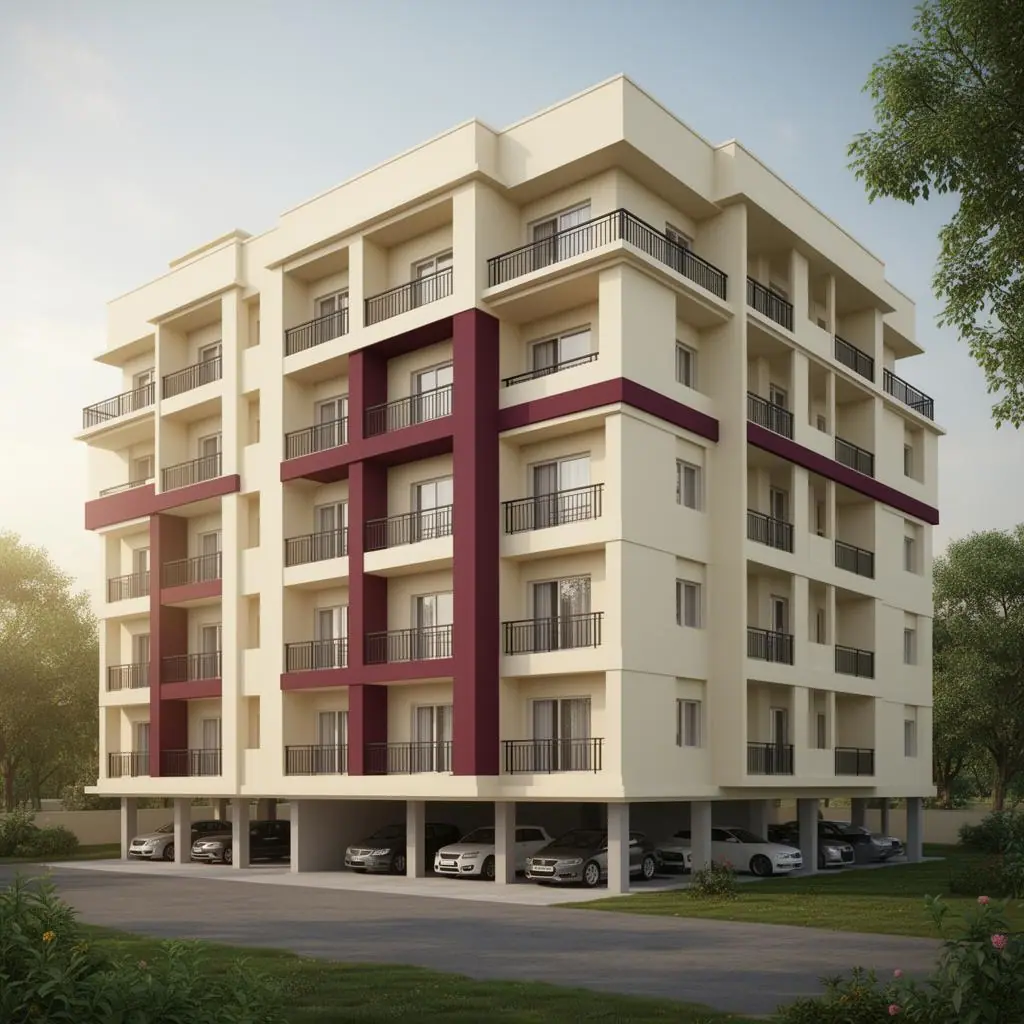 G+4 Apartment Block – Narsingi – 3D render