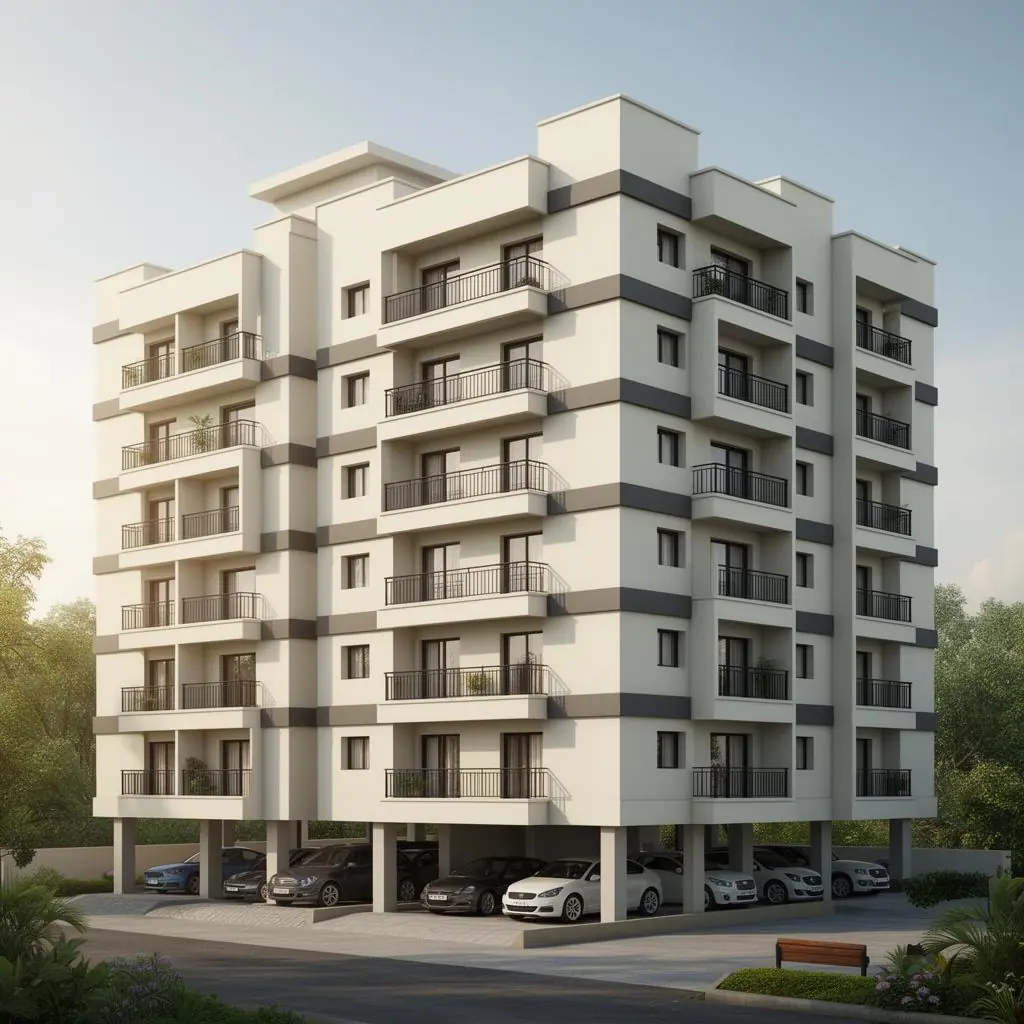 G+4 Apartment Block – Kokapet – 3D render