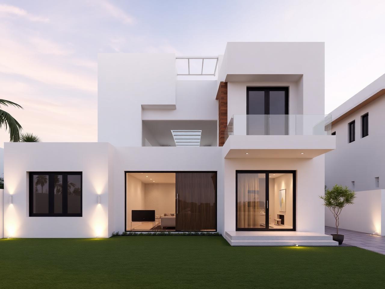 Modern Minimalist Duplex – Kokapet – 3D render